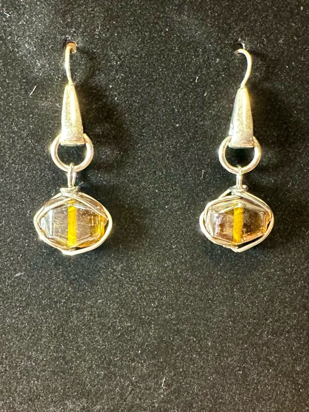 Amber Sterling Silver Dangle Earrings